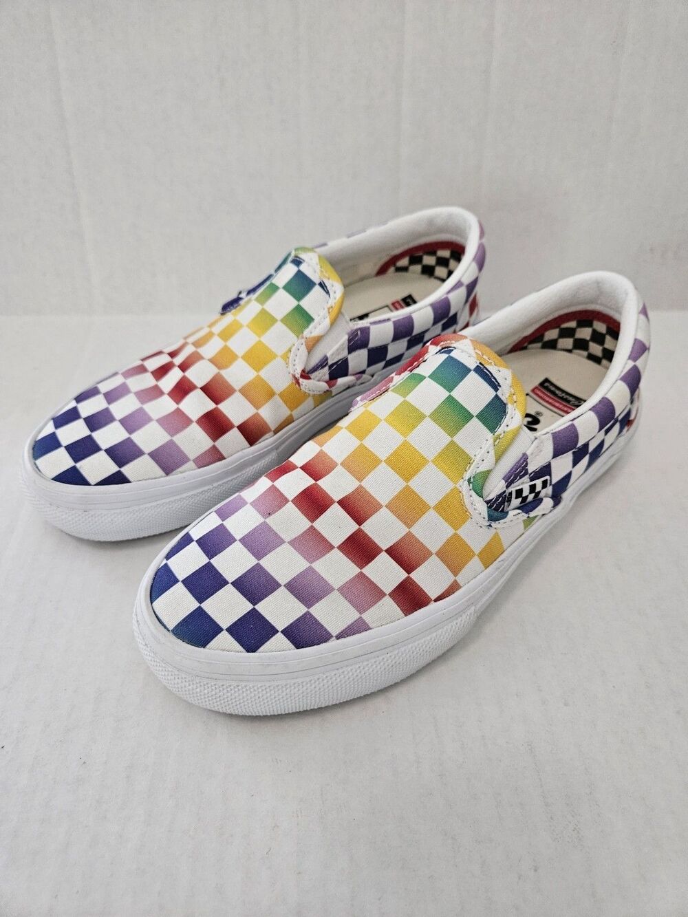 Vans Rainbow Checker SKATEboard Classics CUSTOMS Duracap Popcush M 5.5 W 7.5